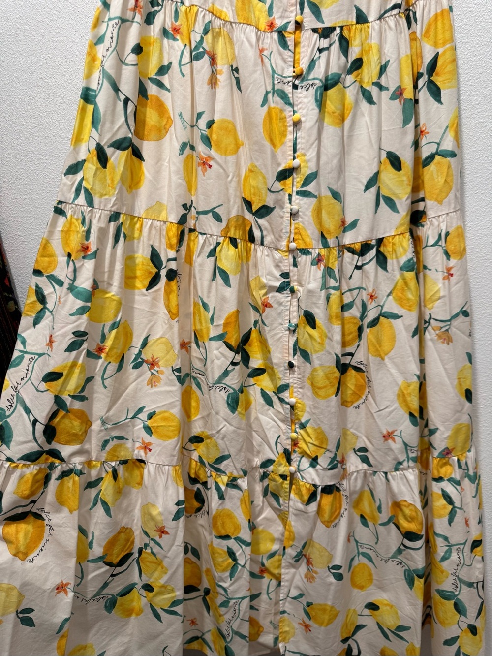 H&M Dolce Far Niente Lemon Tiered Maxi Dress XL - Picture 6 of 8